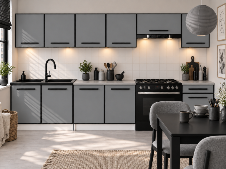 Mobili da cucina Linea 260 cm grigio opaco con piano di lavoro Produttore TOR L Frida/0/WT/SR/0/A1