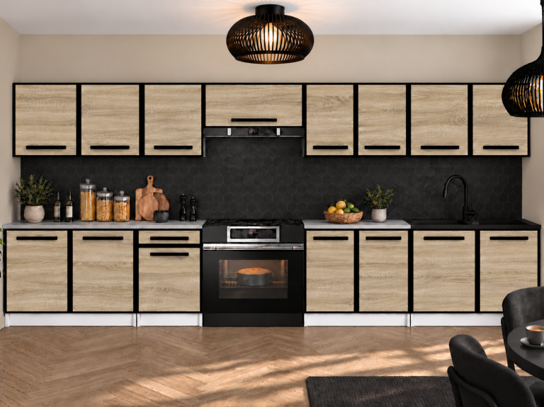 Mobili da cucina Linea 320 cm quercia sonoma con piano di lavoro Produttore TOR L Vincent/0/WT/DS/0/0