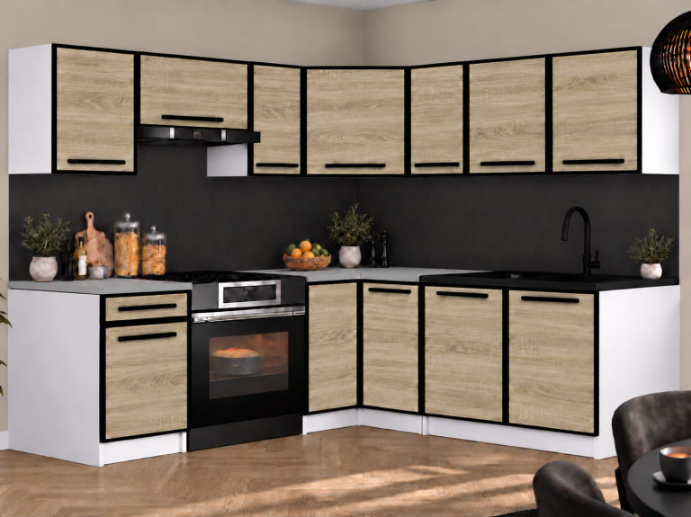 Meble kuchenne Linea 360 cm dąb sonoma bez blatu Producent TOR L Pablo/0/WT/DS/BB/0