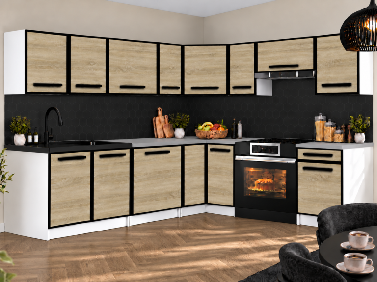 Meble kuchenne Linea 420 cm dąb sonoma bez blatu Producent TOR L Gustav/0/WT/DS/BB/A1