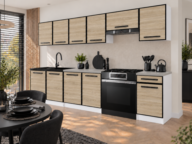 Mobili da cucina Linea 260 cm quercia sonoma con piano di lavoro Produttore TOR L Frida/0/WT/DS/0/A1