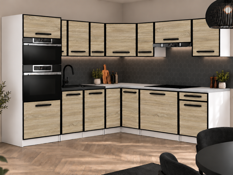 Meble kuchenne Linea 420 cm dąb sonoma bez blatu Producent TOR L Diego/0/WT/DS/BB/A1