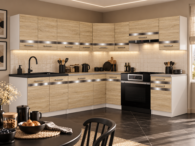 Mobili da cucina Prestige 420 cm quercia sonoma con piano di lavoro Produttore TOR P Gustav/0/WT/DS/0/C1/SL