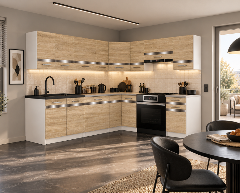 Mobili da cucina Prestige 420 cm quercia sonoma con piano di lavoro Produttore TOR P Gustav/0/WT/DS/0/C1/SL