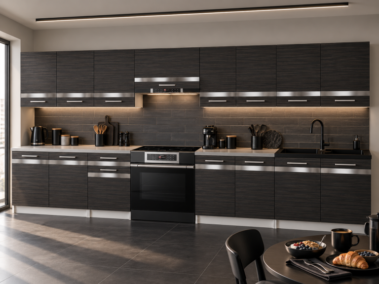 Mobili da cucina Prestige 320 cm ebano reale con piano di lavoro Produttore TOR P Vincent/0/WT/HK/0/0/SL