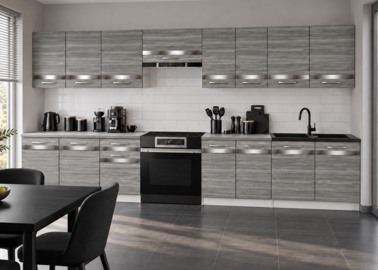 Mobili da cucina Prestige 320 cm glamour wood con piano di lavoro Produttore TOR P Vincent/0/WT/GW1/0/C1/S