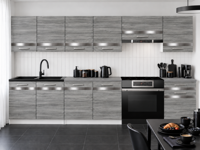 Meble kuchenne Prestige 260 cm glamour wood z blatem Producent TOR P Frida/0/WT/GW1/0/0/SL