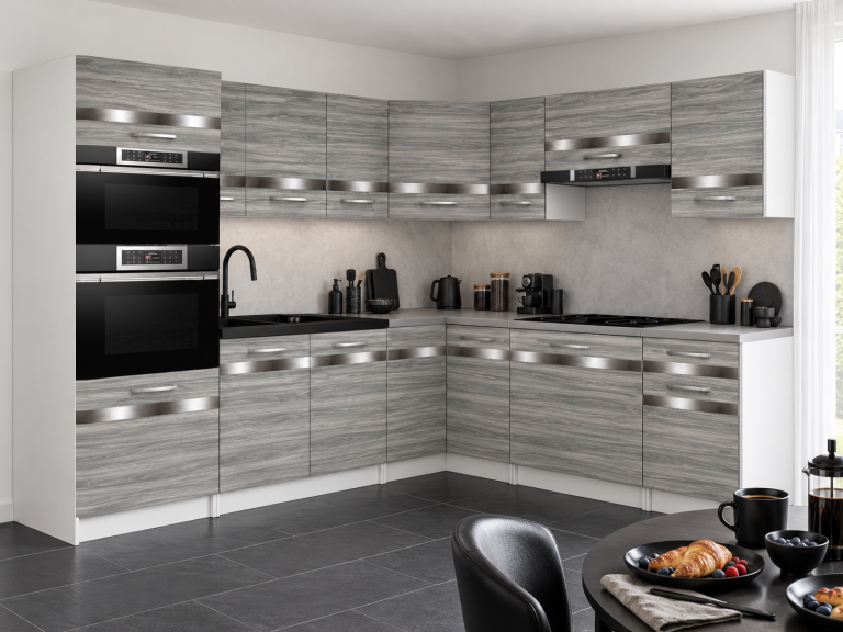 Mobili da cucina Prestige 420 cm glamour wood con piano di lavoro Produttore TOR P Diego/0/WT/GW1/0/0/SL