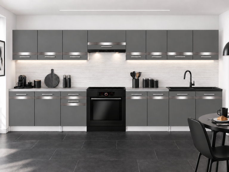 Mobili da cucina Prestige 320 cm grigio opaco con piano di lavoro Produttore TOR P Vincent/0/WT/SR/0/0/SL