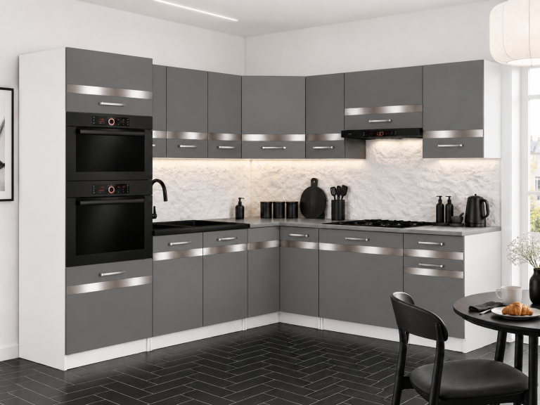 Mobili da cucina Prestige 420 cm grigio opaco senza piano di lavoro Produttore TOR P Diego/0/WT/SR/BB/0/SL