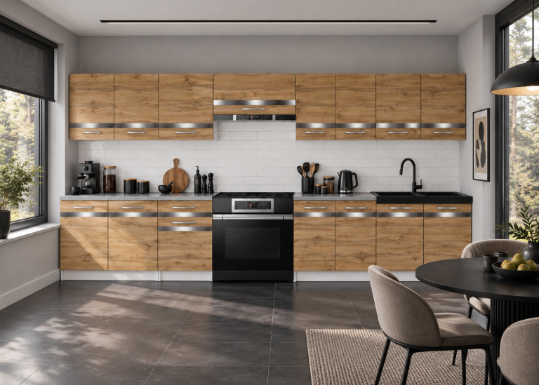 Mobili da cucina Prestige 320 cm quercia wotan con piano di lavoro Produttore TOR P Vincent/0/WT/DW/0/C1/SL