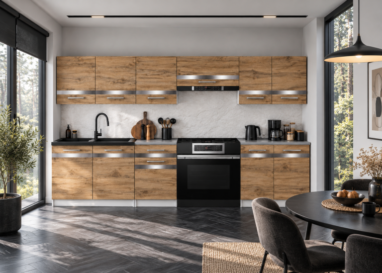 Meble kuchenne Prestige 240 cm dąb wotan bez blatu Producent TOR P Salvador/0/WT/DW/BB/C1/SL