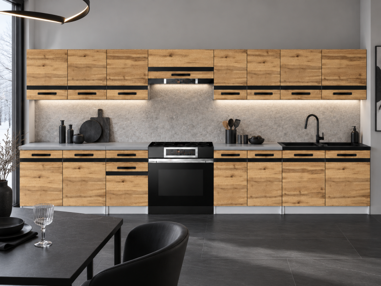 Mobili da cucina  Prestige 320 cm quercia  wotan con piano di lavoro Produttore TOR P Vincent/0/WT/DW/0/A1/CM