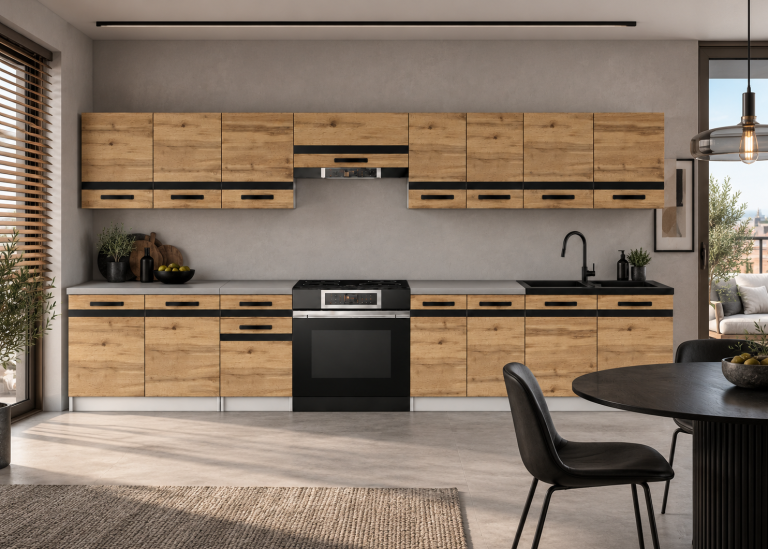 Mobili da cucina  Prestige 320 cm quercia  wotan con piano di lavoro Produttore TOR P Vincent/0/WT/DW/0/A1/CM
