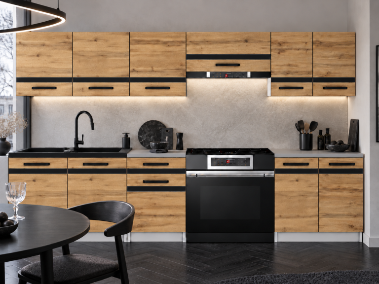 Meble kuchenne Prestige 240 cm dąb wotan bez blatu Producent TOR P Salvador/0/WT/DW/BB/A1/CM